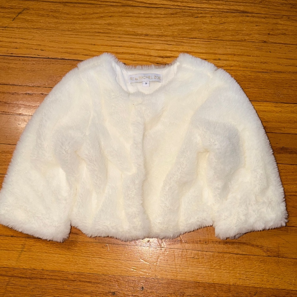 Rachel Zoe Kids Cream Faux Fur Coat